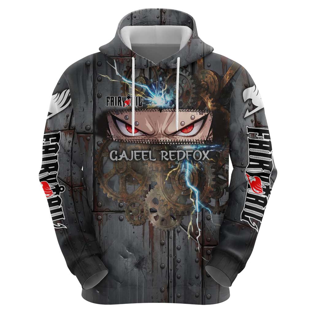 Gajeel Redfox Fairy Tail Zip Hoodie Industrial Steampunk Anime Style with Iron Dragon Elements