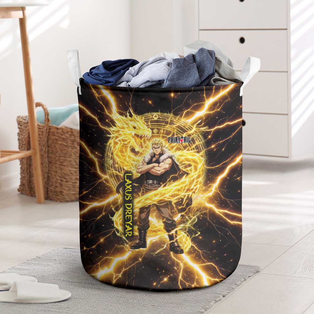 Laxus Dreyar Fairy Tail Laundry Basket Lightning Dragon Anime Style with Electric Surge Visuals
