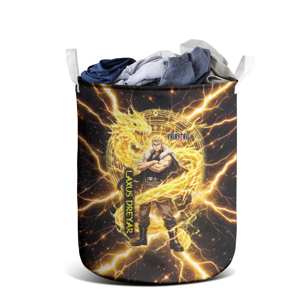 Laxus Dreyar Fairy Tail Laundry Basket Lightning Dragon Anime Style with Electric Surge Visuals