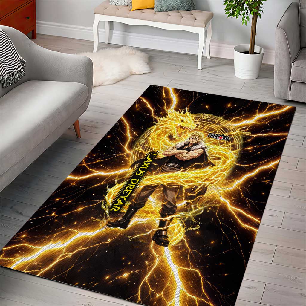 Laxus Dreyar Fairy Tail Area Rug Lightning Dragon Anime Style with Electric Surge Visuals