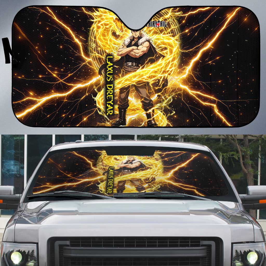Laxus Dreyar Fairy Tail Auto Sun Shade Lightning Dragon Anime Style with Electric Surge Visuals