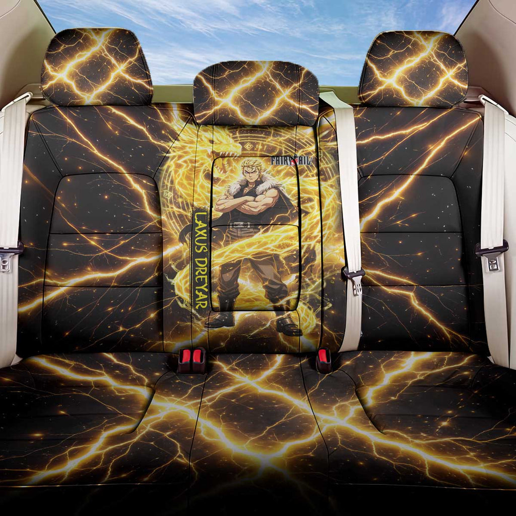 Laxus Dreyar Fairy Tail Back Car Seat Cover Lightning Dragon Anime Style with Electric Surge Visuals
