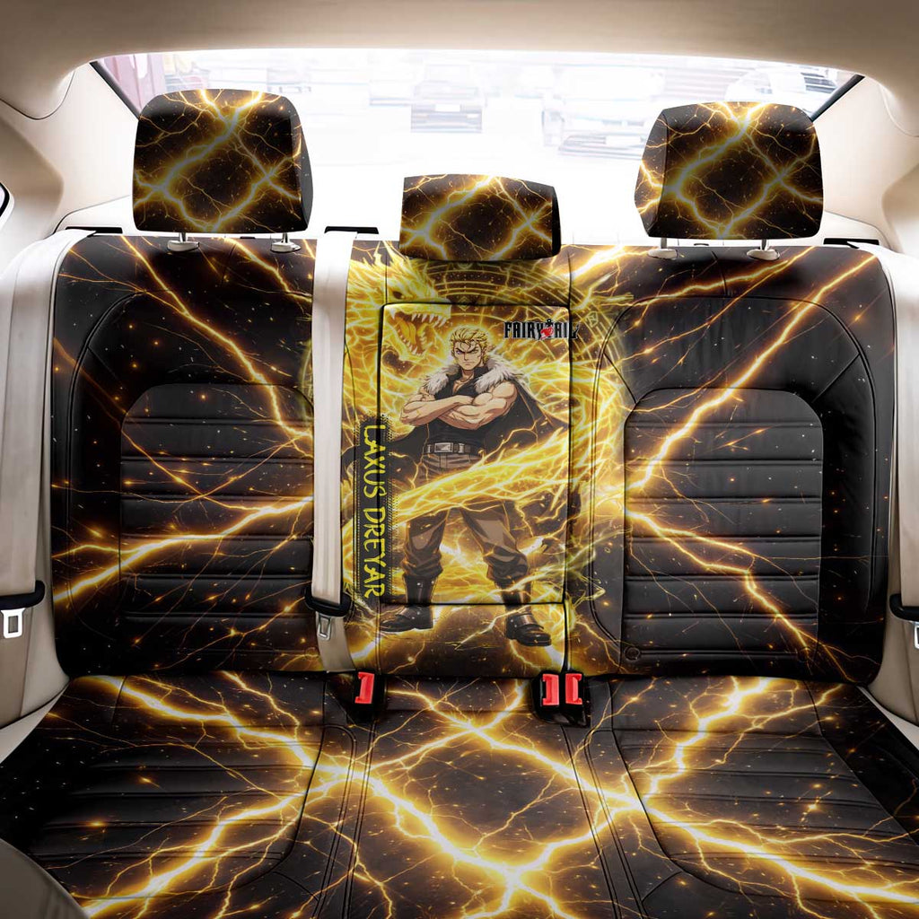 Laxus Dreyar Fairy Tail Back Car Seat Cover Lightning Dragon Anime Style with Electric Surge Visuals