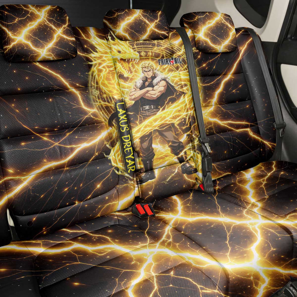 Laxus Dreyar Fairy Tail Back Car Seat Cover Lightning Dragon Anime Style with Electric Surge Visuals