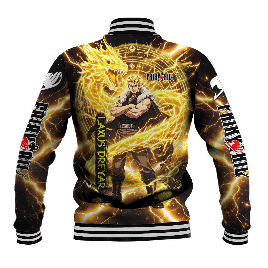 Laxus Dreyar Fairy Tail Baseball Jacket Lightning Dragon Anime Style with Electric Surge Visuals
