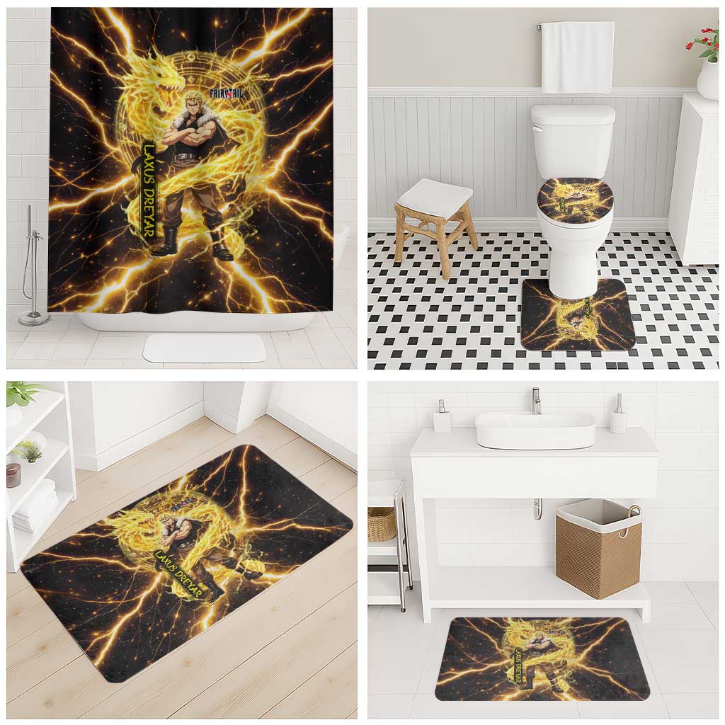 Laxus Dreyar Fairy Tail Bathroom Set Lightning Dragon Anime Style with Electric Surge Visuals