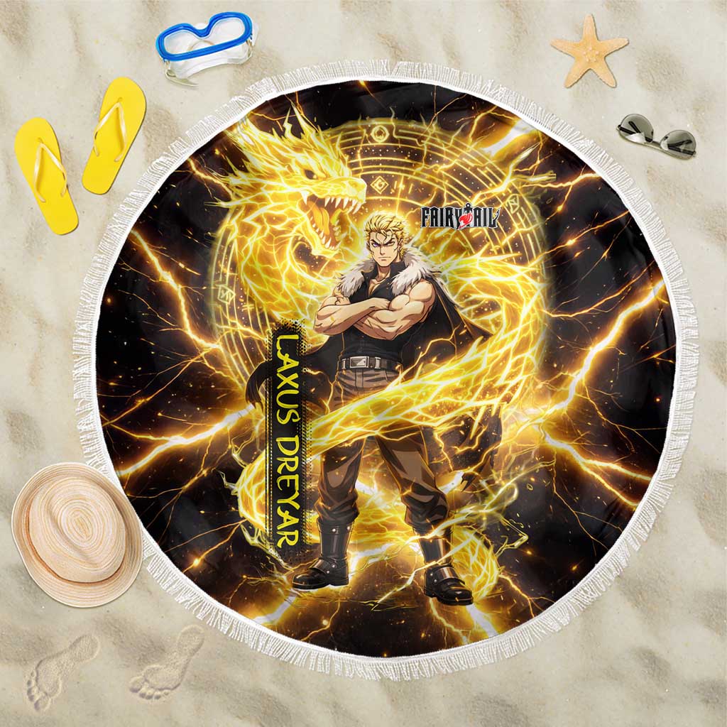 Laxus Dreyar Fairy Tail Beach Blanket Lightning Dragon Anime Style with Electric Surge Visuals