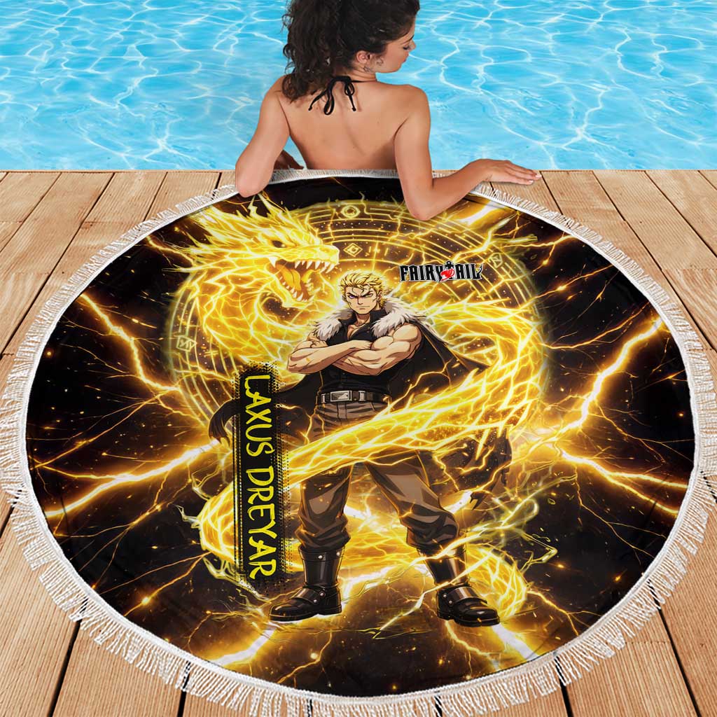 Laxus Dreyar Fairy Tail Beach Blanket Lightning Dragon Anime Style with Electric Surge Visuals
