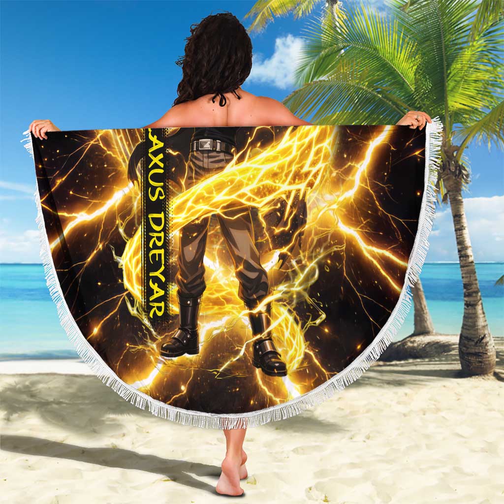 Laxus Dreyar Fairy Tail Beach Blanket Lightning Dragon Anime Style with Electric Surge Visuals