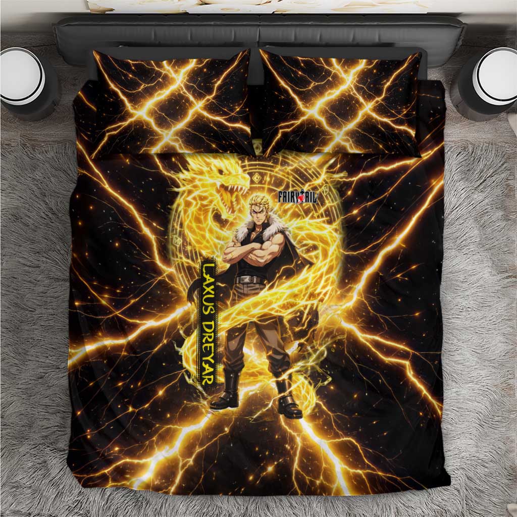 Laxus Dreyar Fairy Tail Bedding Set Lightning Dragon Anime Style with Electric Surge Visuals