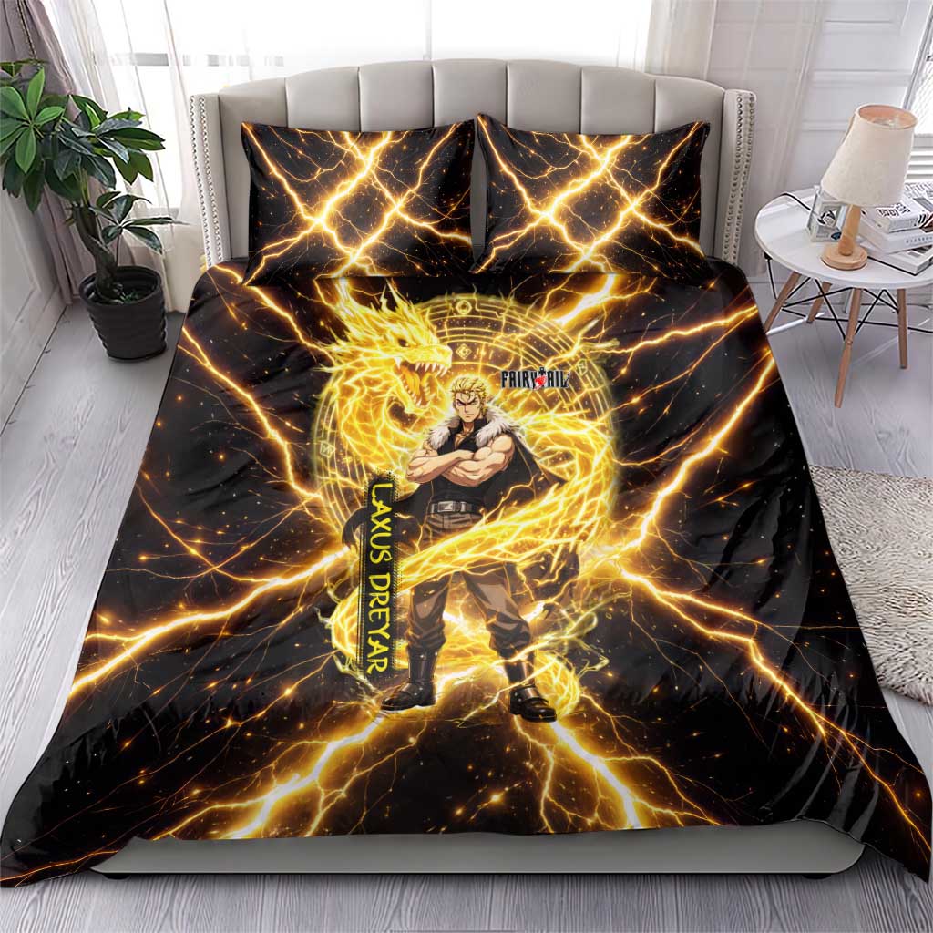 Laxus Dreyar Fairy Tail Bedding Set Lightning Dragon Anime Style with Electric Surge Visuals