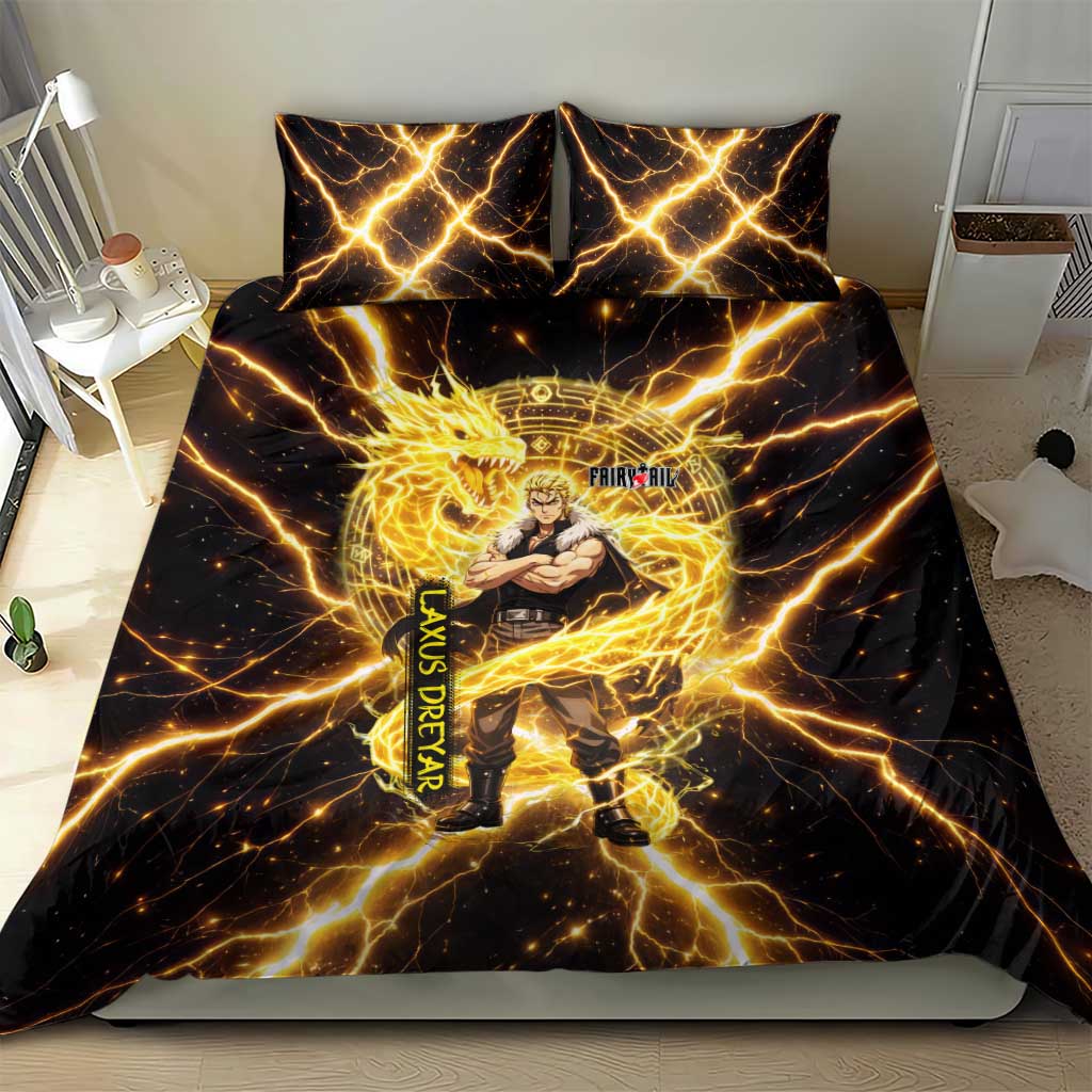 Laxus Dreyar Fairy Tail Bedding Set Lightning Dragon Anime Style with Electric Surge Visuals