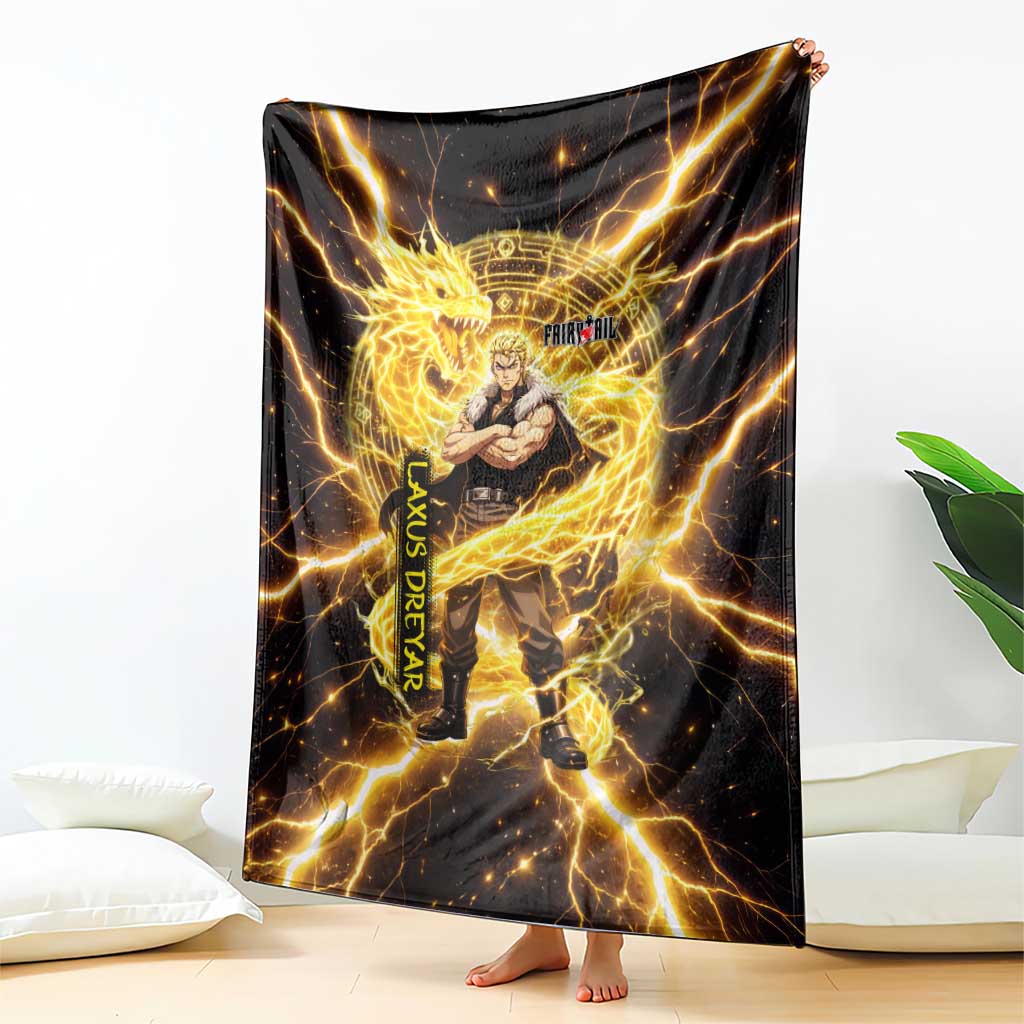 Laxus Dreyar Fairy Tail Blanket Lightning Dragon Anime Style with Electric Surge Visuals