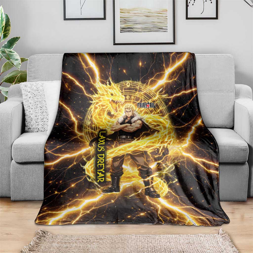 Laxus Dreyar Fairy Tail Blanket Lightning Dragon Anime Style with Electric Surge Visuals