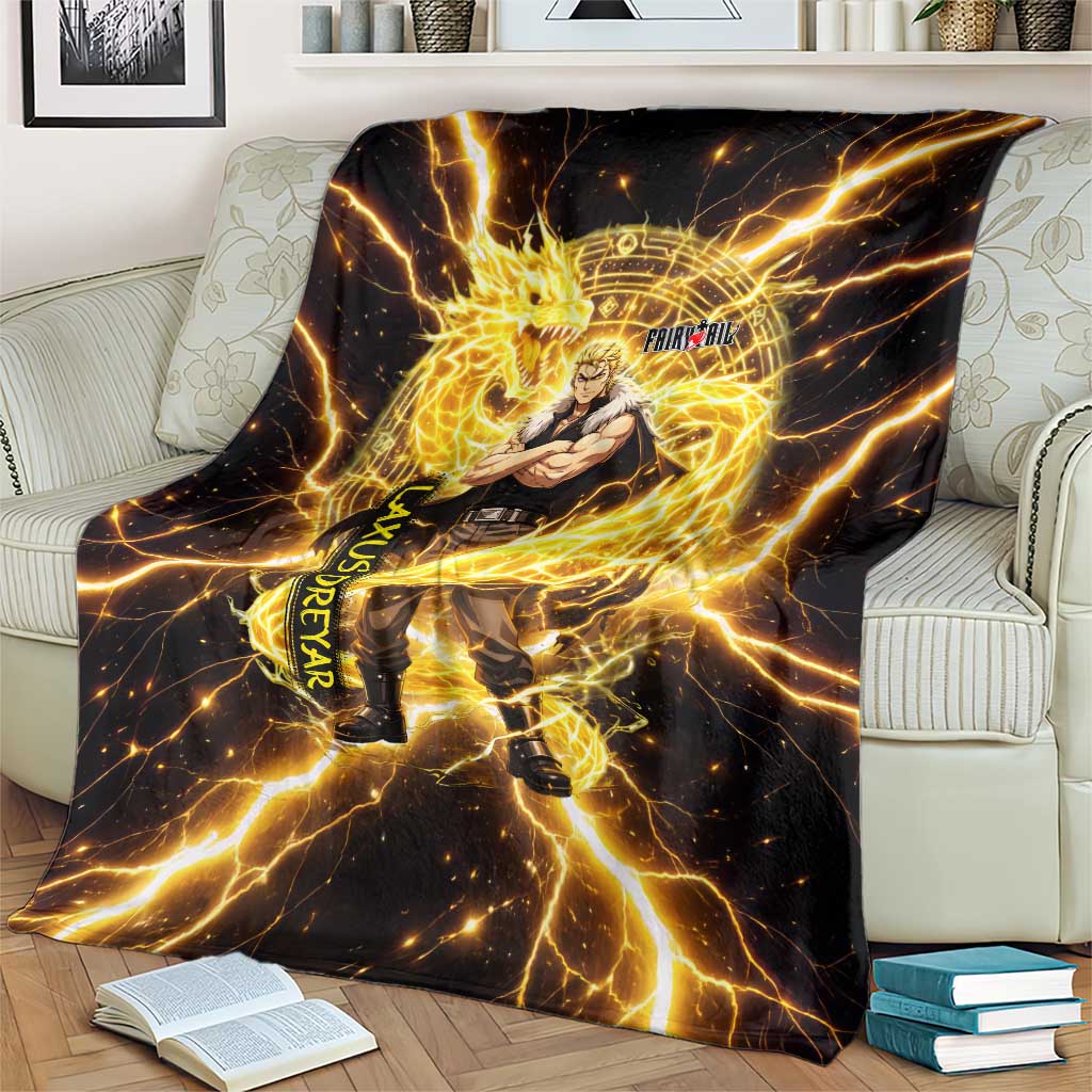 Laxus Dreyar Fairy Tail Blanket Lightning Dragon Anime Style with Electric Surge Visuals