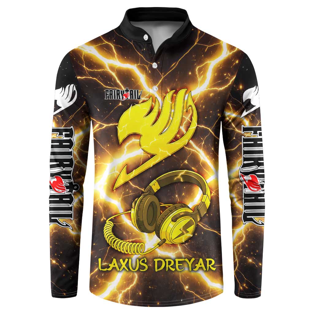 Laxus Dreyar Fairy Tail Button Sweatshirt Lightning Dragon Anime Style with Electric Surge Visuals