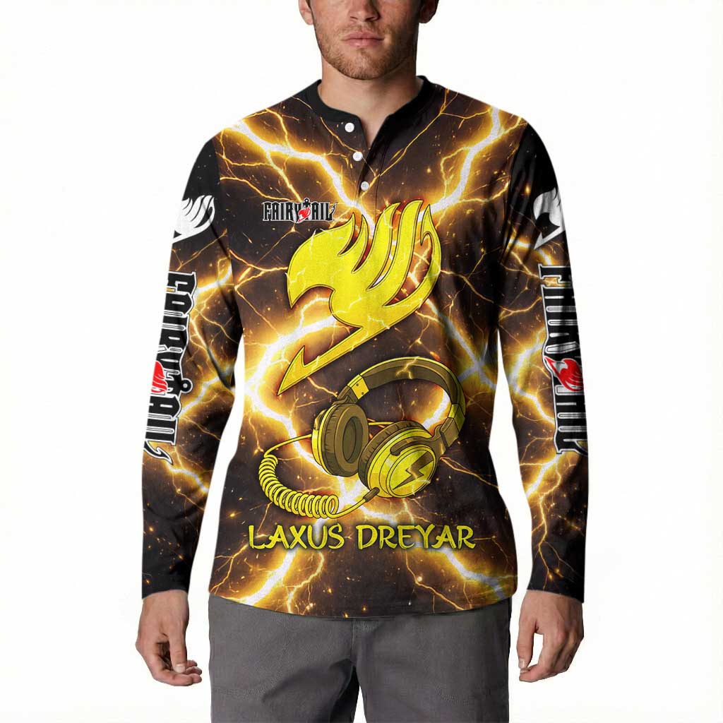 Laxus Dreyar Fairy Tail Button Sweatshirt Lightning Dragon Anime Style with Electric Surge Visuals