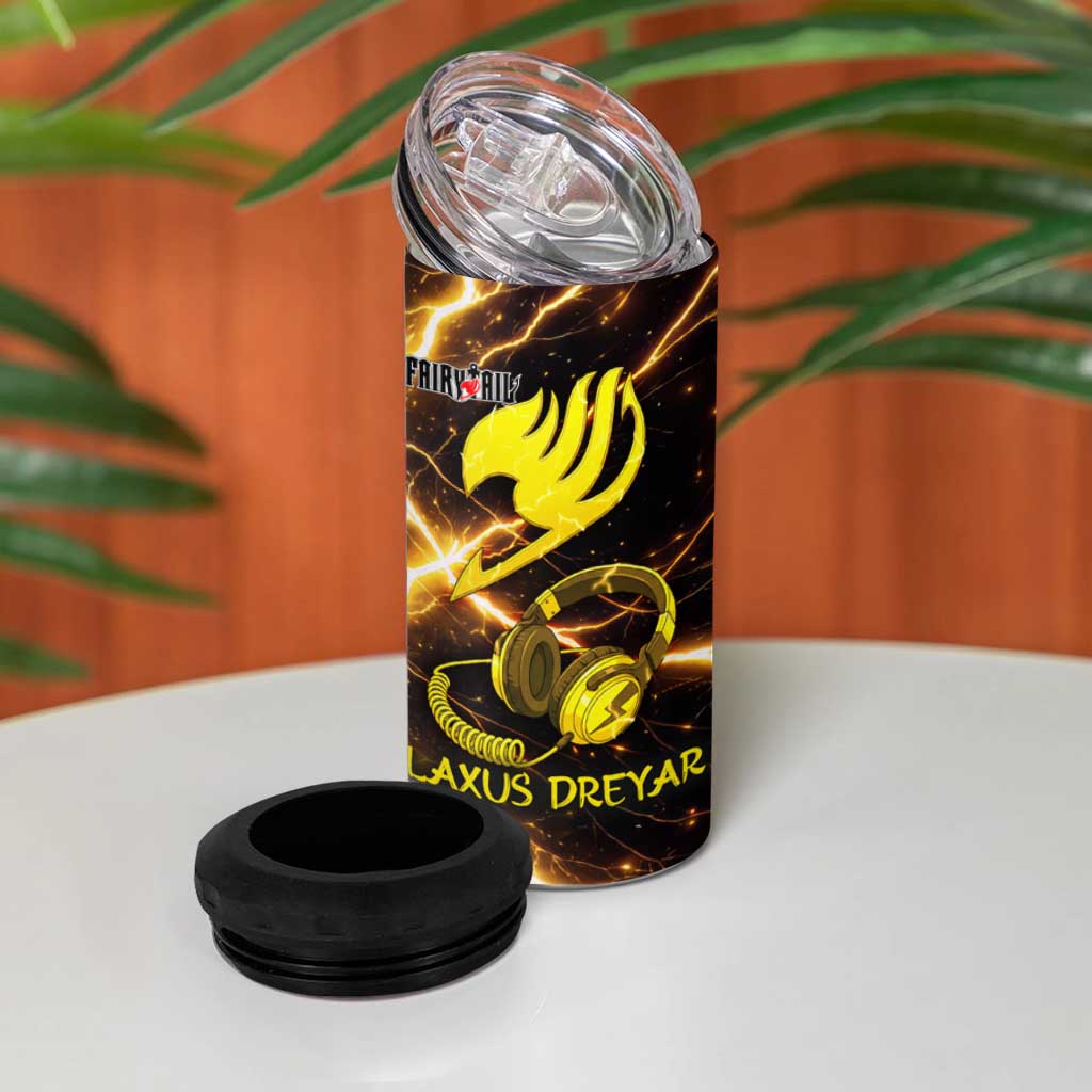 Laxus Dreyar Fairy Tail 4 in 1 Can Cooler Tumbler Lightning Dragon Anime Style with Electric Surge Visuals