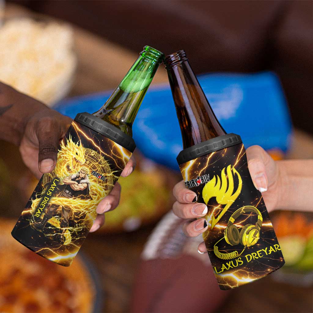 Laxus Dreyar Fairy Tail 4 in 1 Can Cooler Tumbler Lightning Dragon Anime Style with Electric Surge Visuals