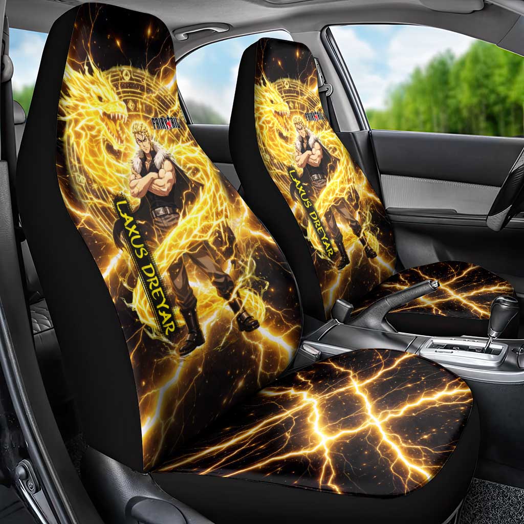 Laxus Dreyar Fairy Tail Car Seat Cover Lightning Dragon Anime Style with Electric Surge Visuals