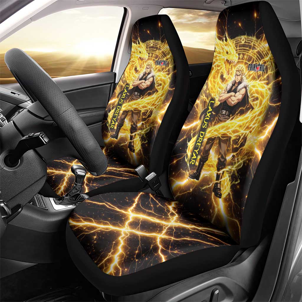 Laxus Dreyar Fairy Tail Car Seat Cover Lightning Dragon Anime Style with Electric Surge Visuals