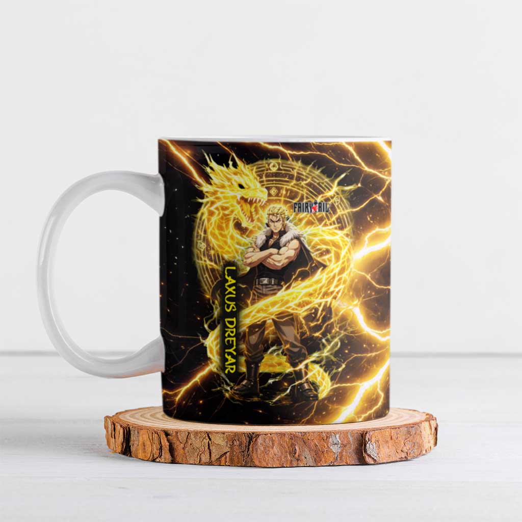 Laxus Dreyar Fairy Tail Ceramic Mug Lightning Dragon Anime Style with Electric Surge Visuals