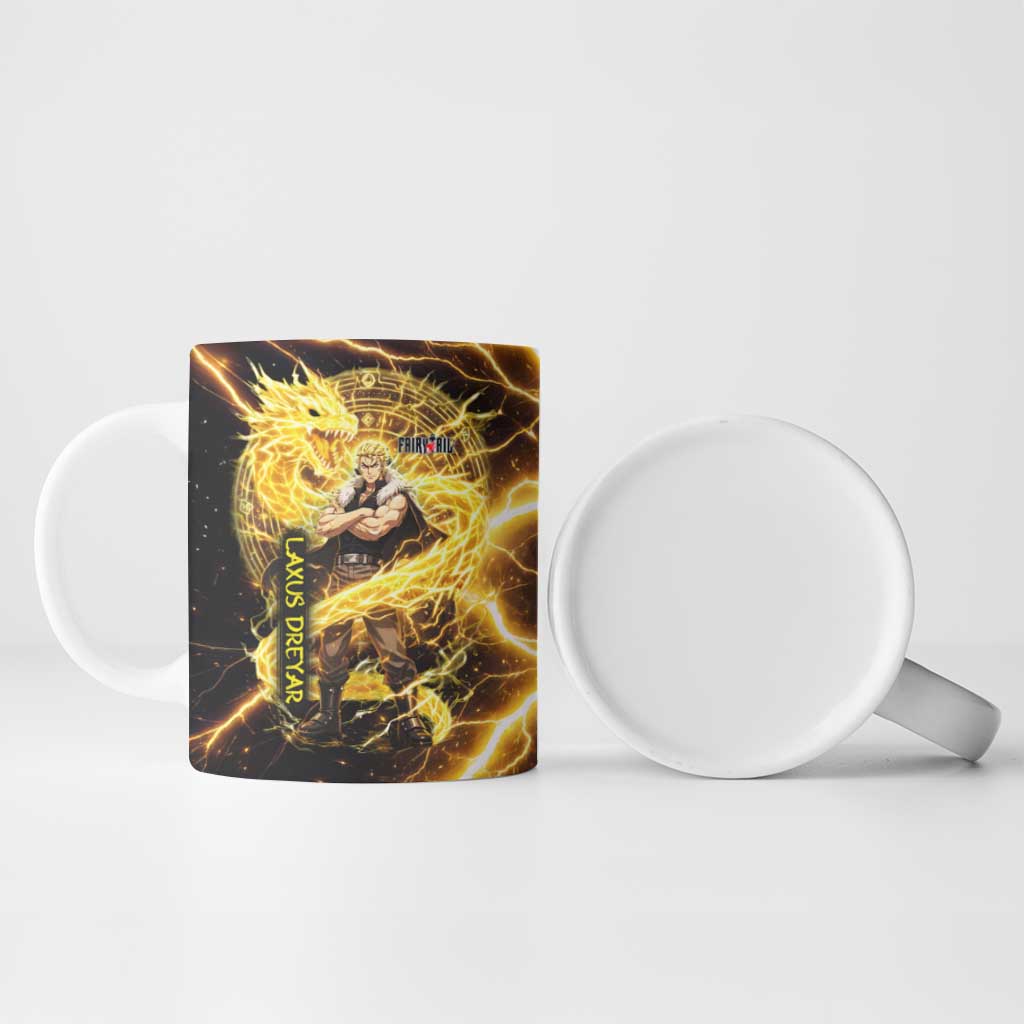 Laxus Dreyar Fairy Tail Ceramic Mug Lightning Dragon Anime Style with Electric Surge Visuals