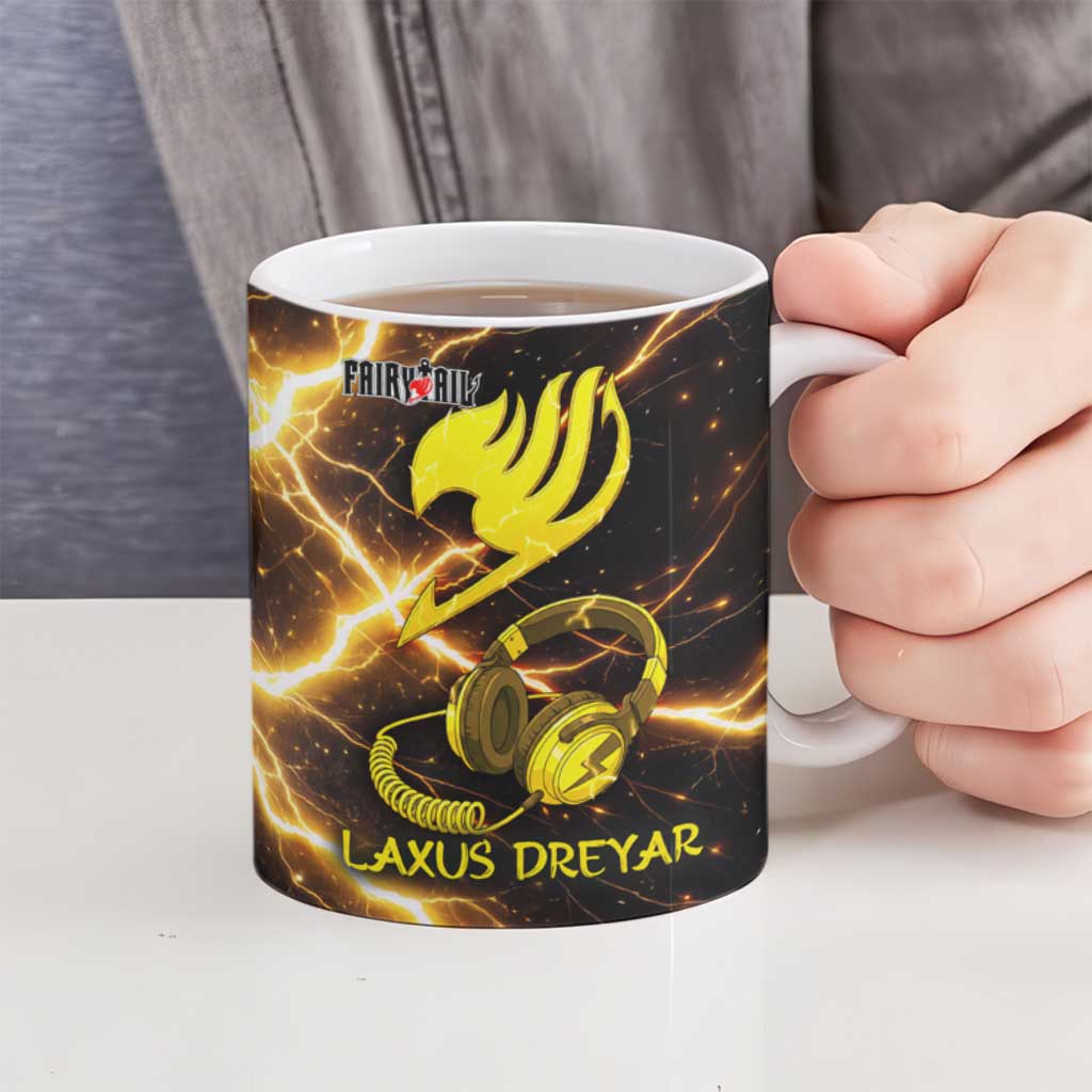 Laxus Dreyar Fairy Tail Ceramic Mug Lightning Dragon Anime Style with Electric Surge Visuals