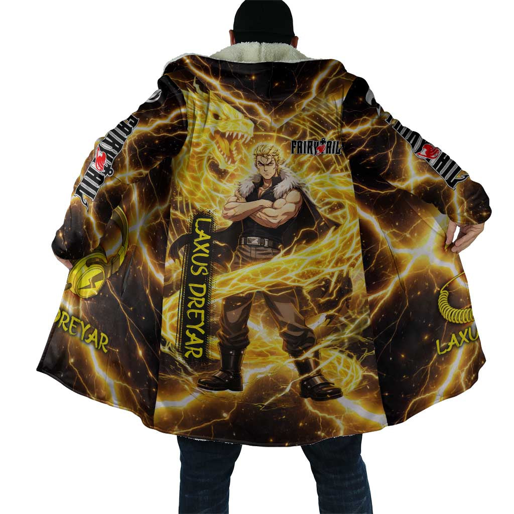 Laxus Dreyar Fairy Tail Cloak Lightning Dragon Anime Style with Electric Surge Visuals