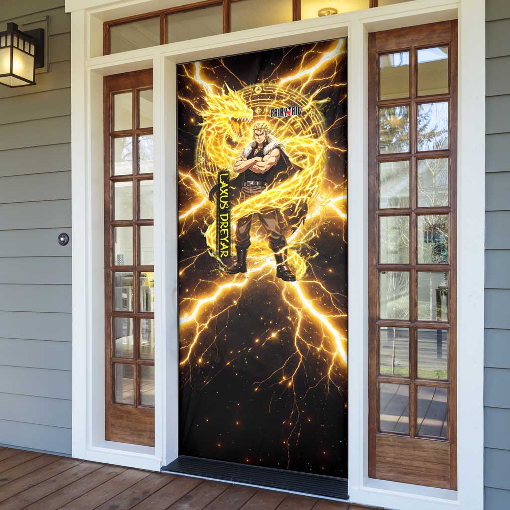 Laxus Dreyar Fairy Tail Door Cover Lightning Dragon Anime Style with Electric Surge Visuals