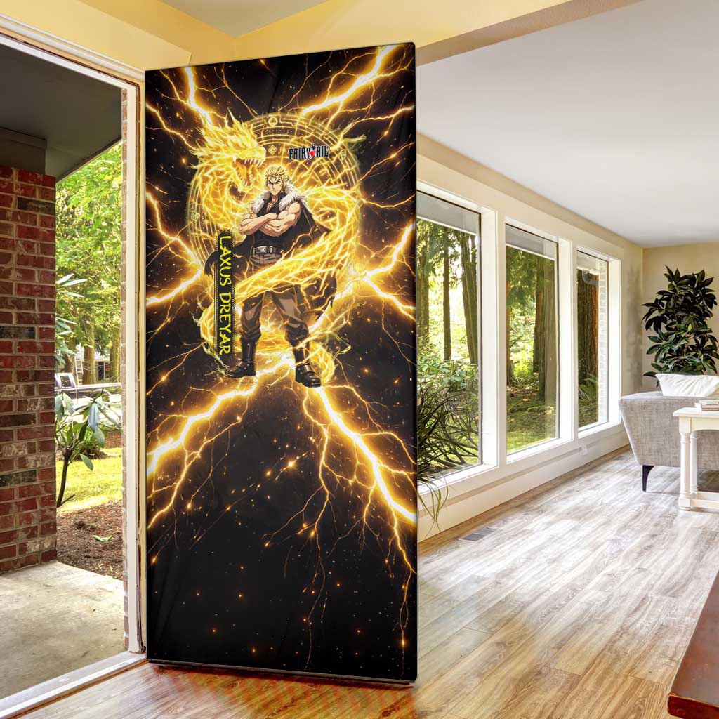 Laxus Dreyar Fairy Tail Door Cover Lightning Dragon Anime Style with Electric Surge Visuals