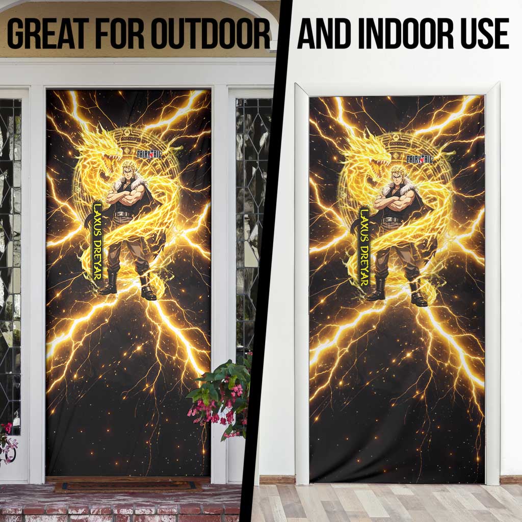 Laxus Dreyar Fairy Tail Door Cover Lightning Dragon Anime Style with Electric Surge Visuals