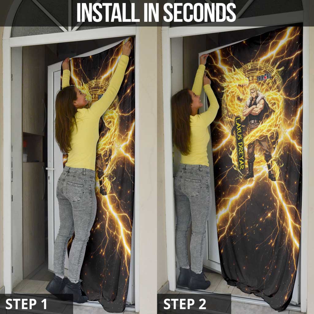 Laxus Dreyar Fairy Tail Door Cover Lightning Dragon Anime Style with Electric Surge Visuals