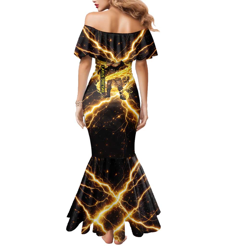 Laxus Dreyar Fairy Tail Family Matching Mermaid Dress and Hawaiian Shirt Lightning Dragon Anime Style with Electric Surge Visuals