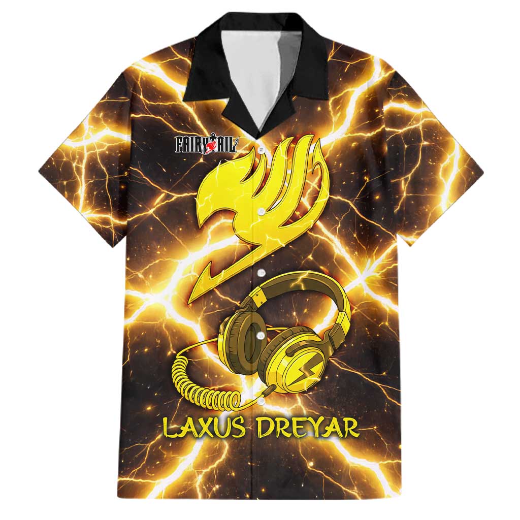 Laxus Dreyar Fairy Tail Family Matching Off Shoulder Maxi Dress and Hawaiian Shirt Lightning Dragon Anime Style with Electric Surge Visuals