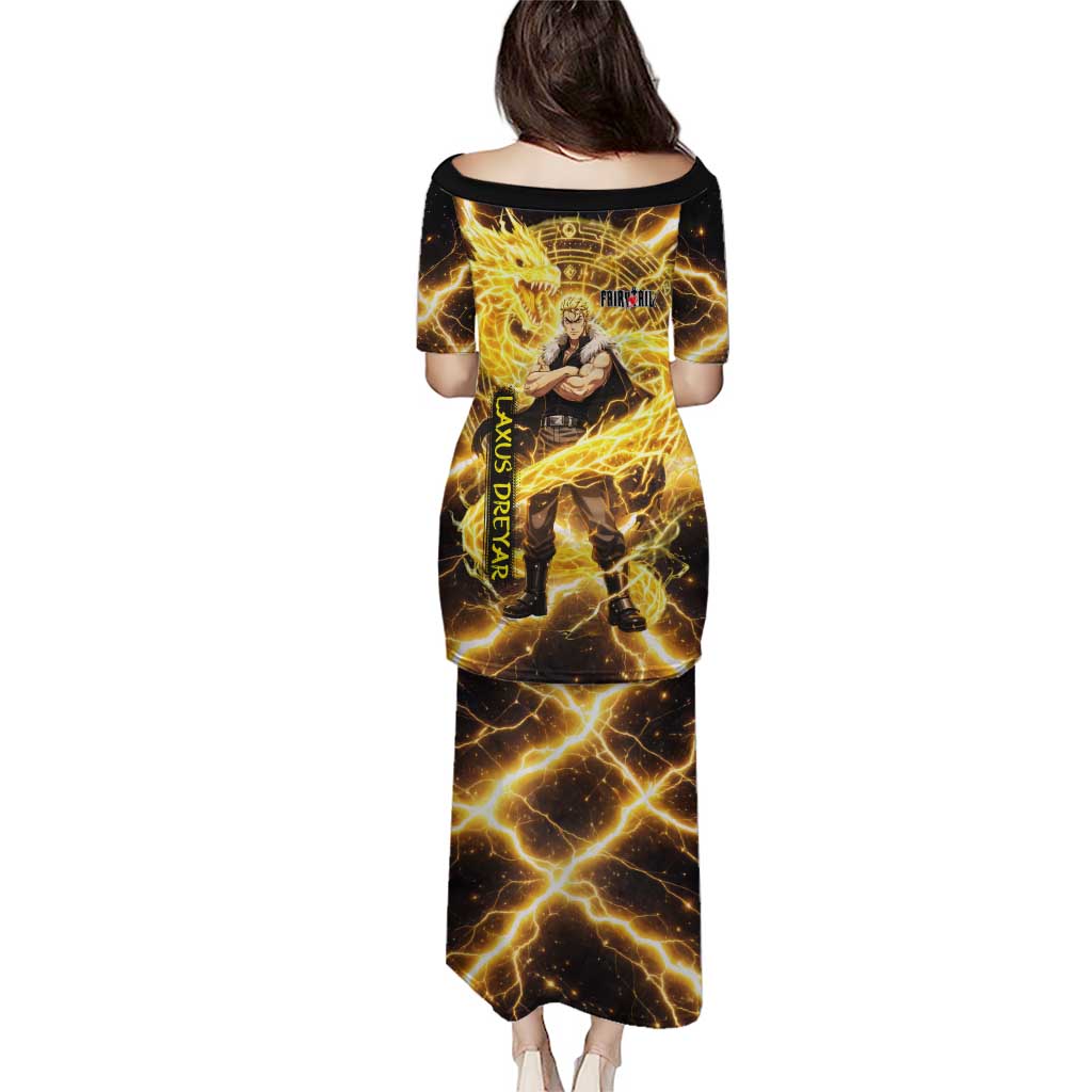 Laxus Dreyar Fairy Tail Family Matching Puletasi and Hawaiian Shirt Lightning Dragon Anime Style with Electric Surge Visuals