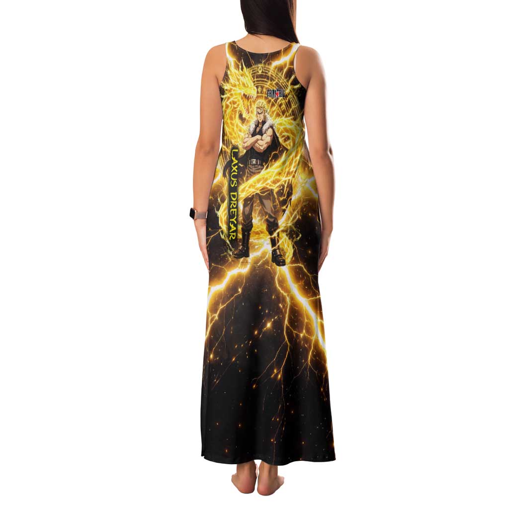 Laxus Dreyar Fairy Tail Family Matching Tank Maxi Dress and Hawaiian Shirt Lightning Dragon Anime Style with Electric Surge Visuals