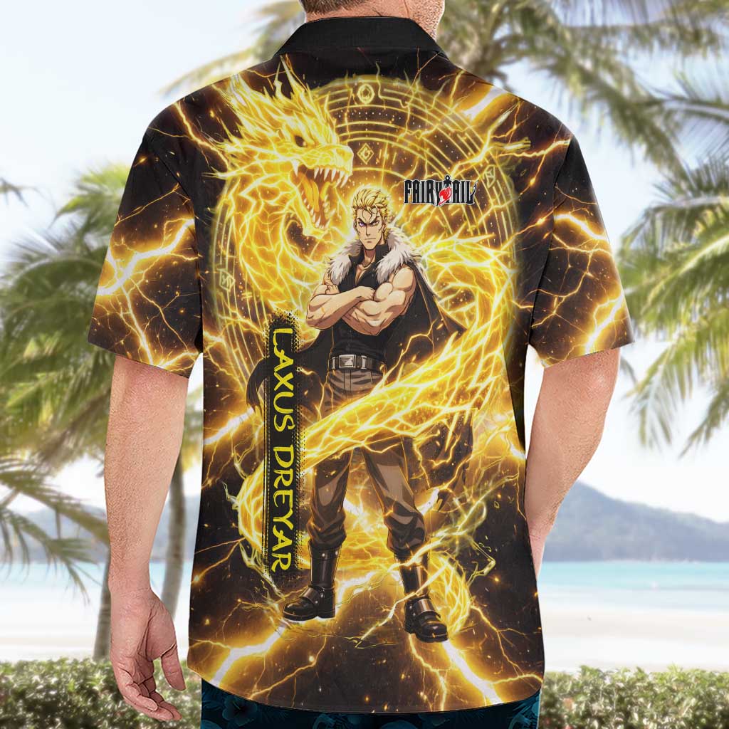 Laxus Dreyar Fairy Tail Hawaiian Shirt Lightning Dragon Anime Style with Electric Surge Visuals