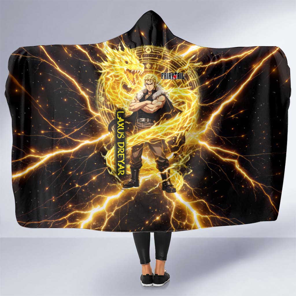 Laxus Dreyar Fairy Tail Hooded Blanket Lightning Dragon Anime Style with Electric Surge Visuals