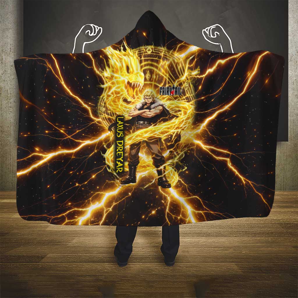 Laxus Dreyar Fairy Tail Hooded Blanket Lightning Dragon Anime Style with Electric Surge Visuals