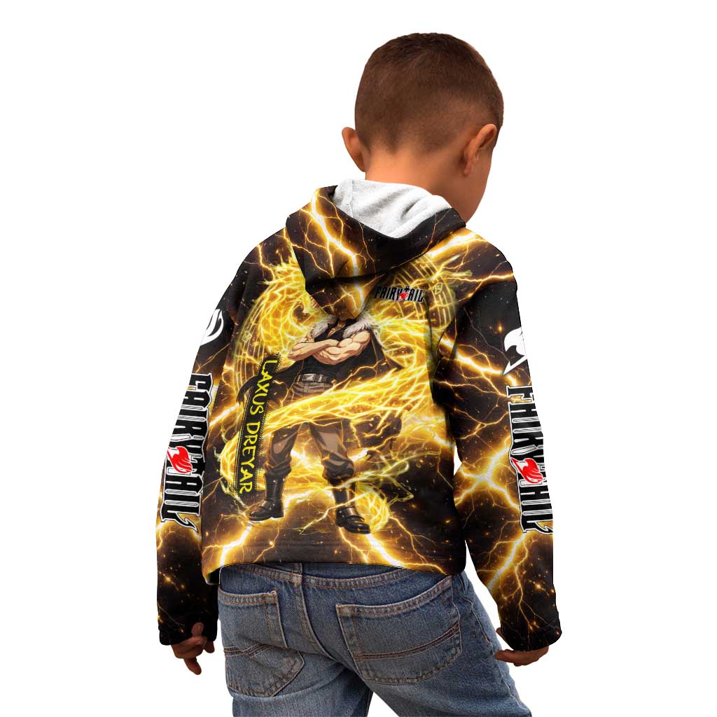 Laxus Dreyar Fairy Tail Kid Hoodie Lightning Dragon Anime Style with Electric Surge Visuals