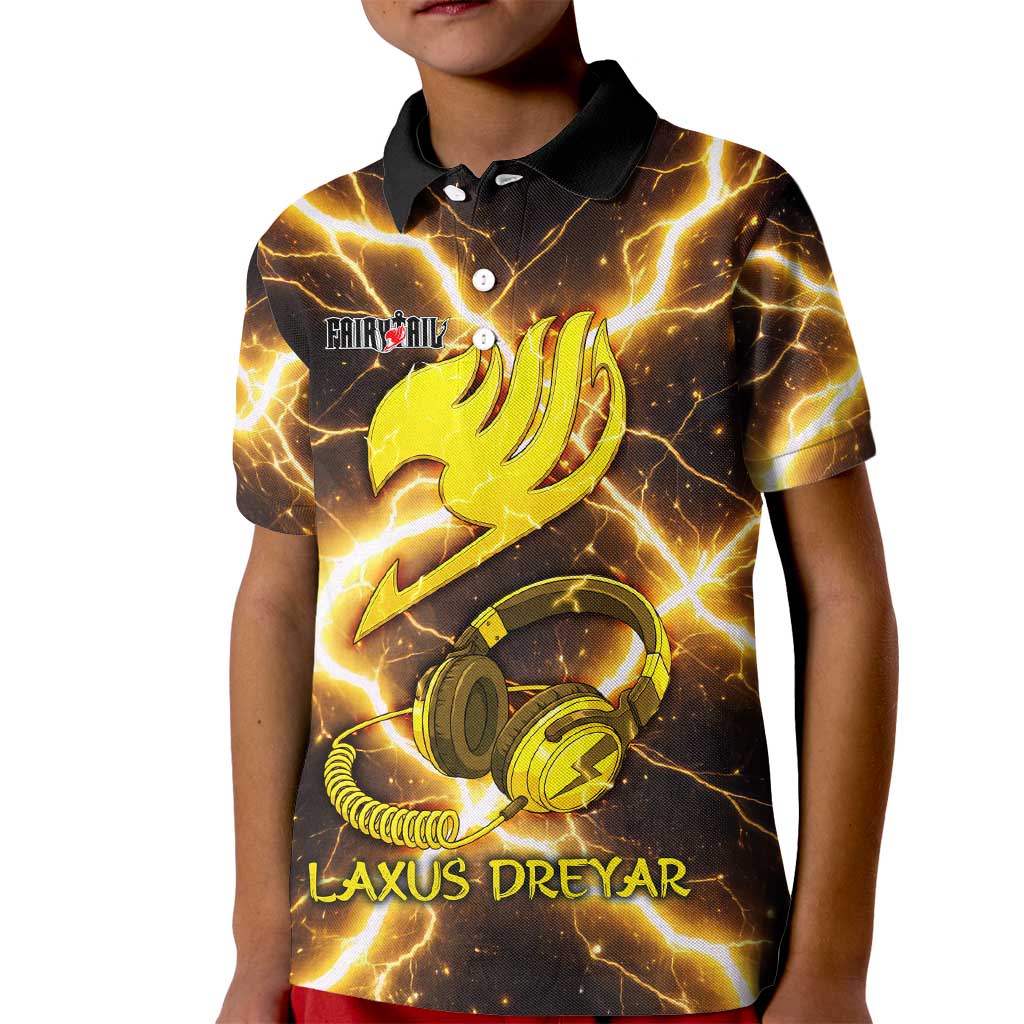Laxus Dreyar Fairy Tail Kid Polo Shirt Lightning Dragon Anime Style with Electric Surge Visuals