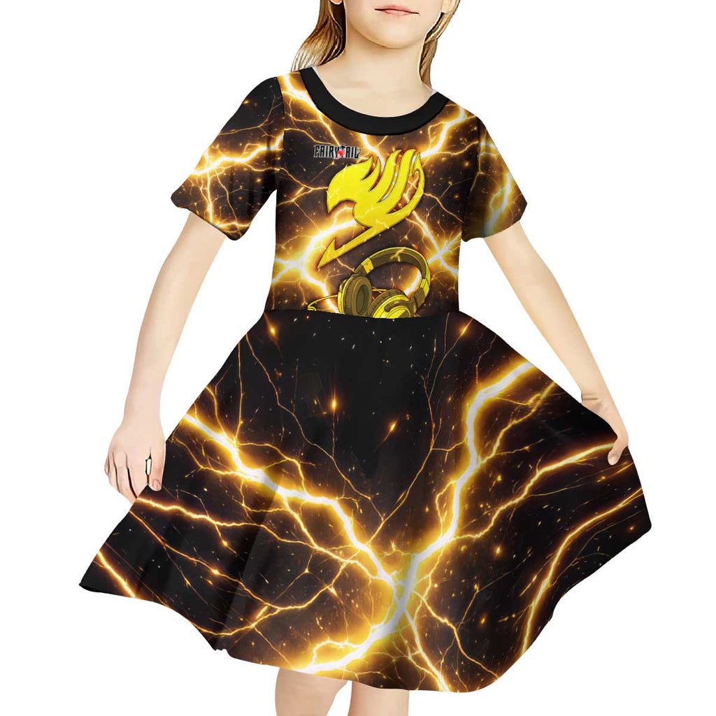 Laxus Dreyar Fairy Tail Kid Short Sleeve Dress Lightning Dragon Anime Style with Electric Surge Visuals