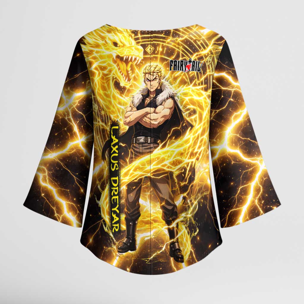 Laxus Dreyar Fairy Tail Kimono Sleeve Blouse Lightning Dragon Anime Style with Electric Surge Visuals