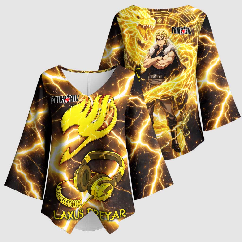 Laxus Dreyar Fairy Tail Kimono Sleeve Blouse Lightning Dragon Anime Style with Electric Surge Visuals