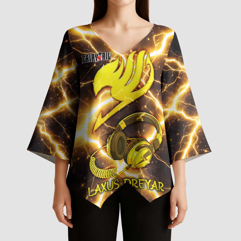 Laxus Dreyar Fairy Tail Kimono Sleeve Blouse Lightning Dragon Anime Style with Electric Surge Visuals