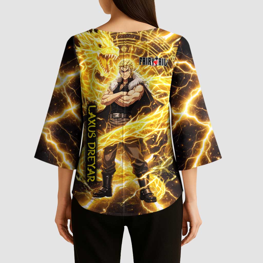 Laxus Dreyar Fairy Tail Kimono Sleeve Blouse Lightning Dragon Anime Style with Electric Surge Visuals