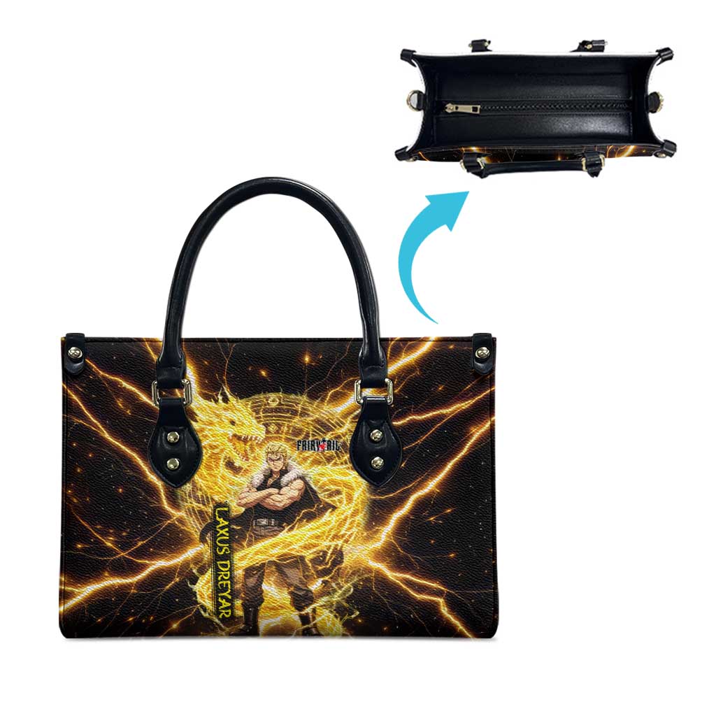 Laxus Dreyar Fairy Tail Leather Bag Lightning Dragon Anime Style with Electric Surge Visuals