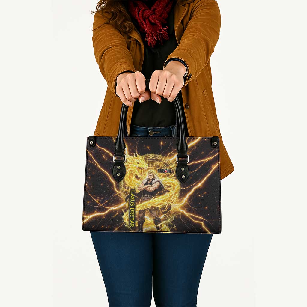 Laxus Dreyar Fairy Tail Leather Bag Lightning Dragon Anime Style with Electric Surge Visuals