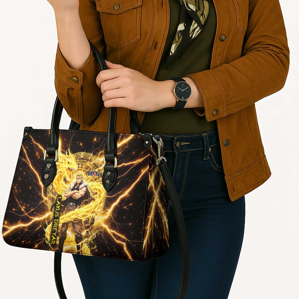 Laxus Dreyar Fairy Tail Leather Bag Lightning Dragon Anime Style with Electric Surge Visuals